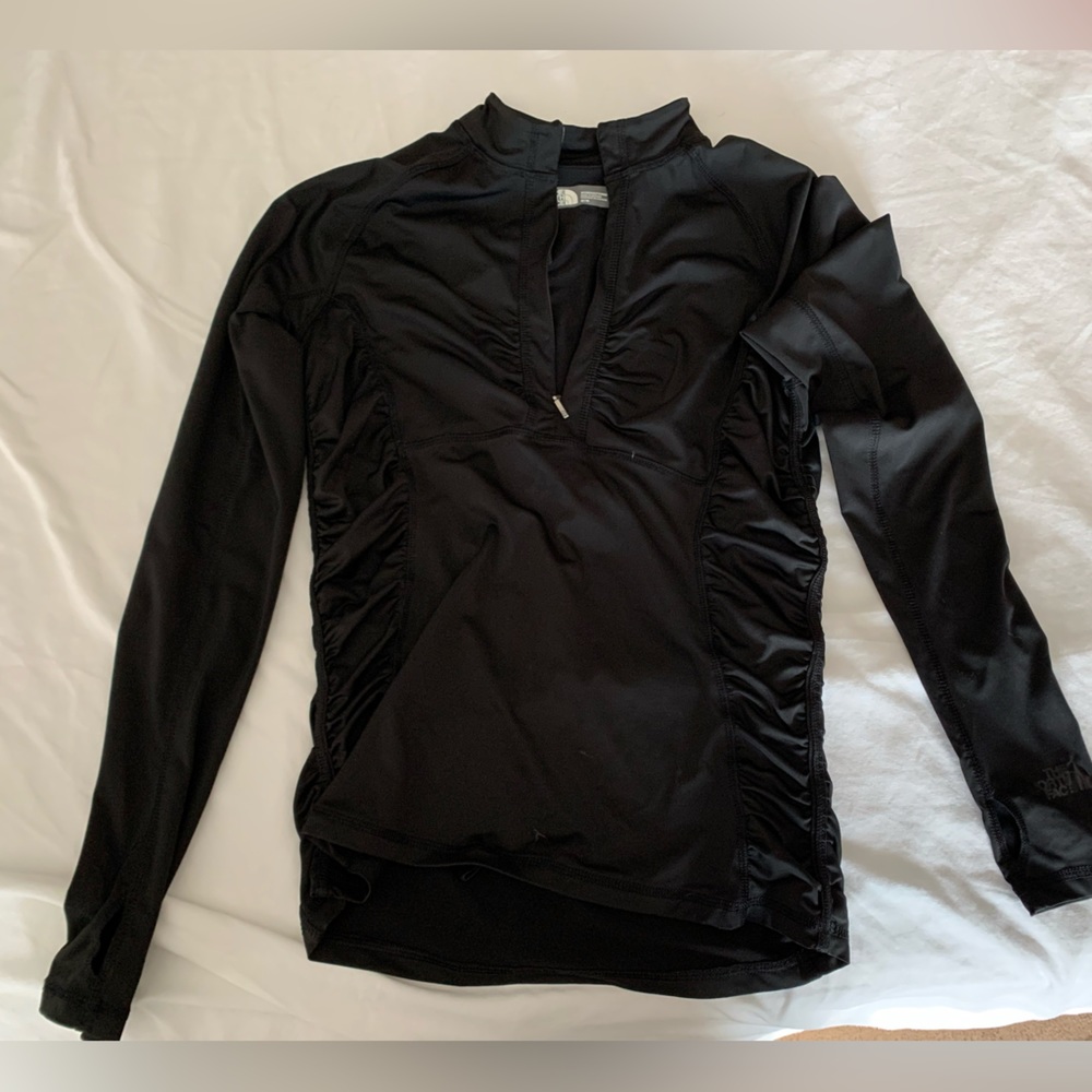 North Face 1/4 long sleeved zip running shirt